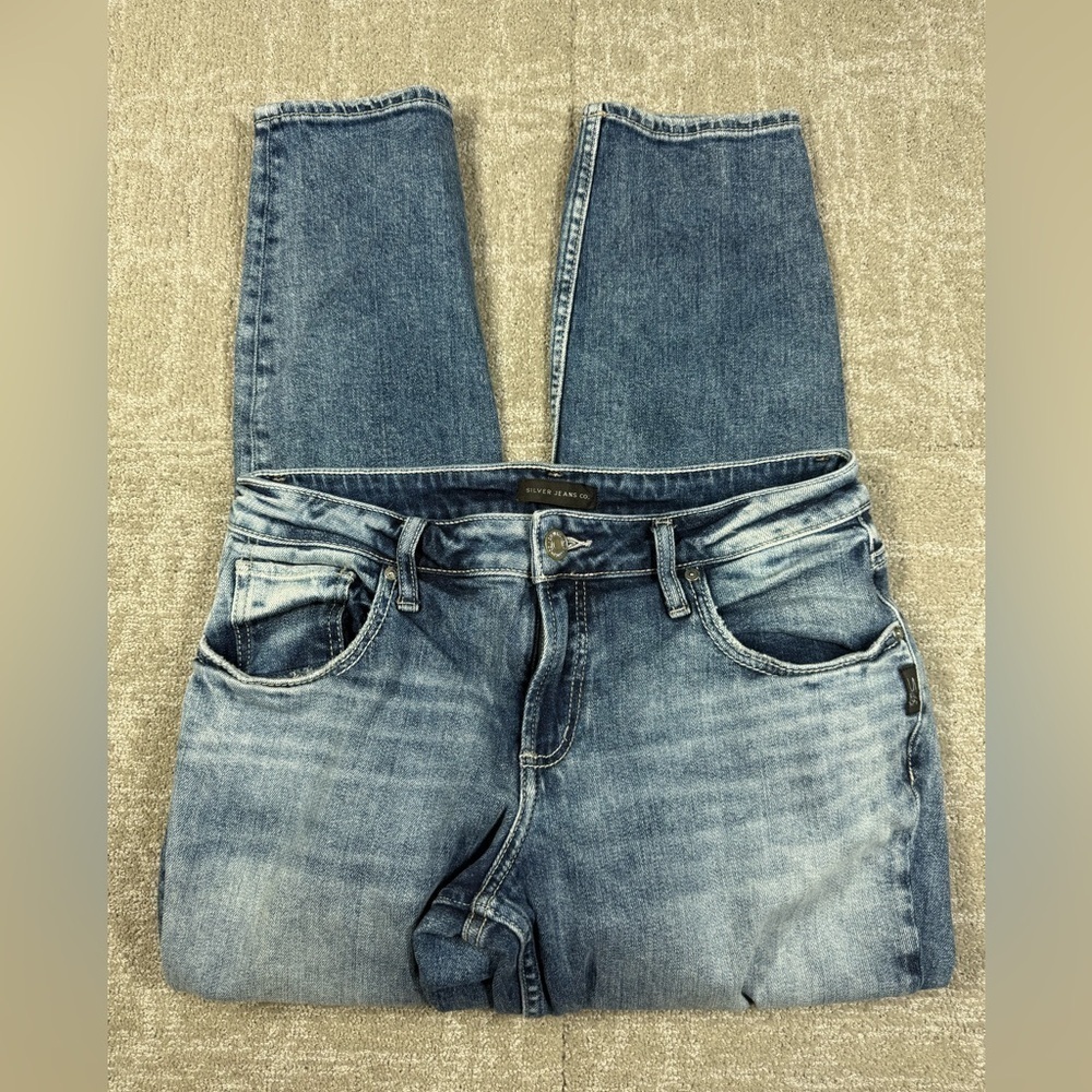 Silver Jeans Boyfreind Distressed Skinny Jean Womens Size 28x29
